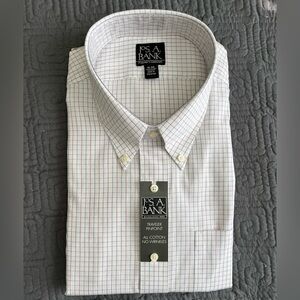 Jos. A. Bank Men's Dress Shirt - White and Red Check